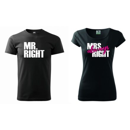 Páros póló -  Mr Right & Mrs Always Right Páros Póló