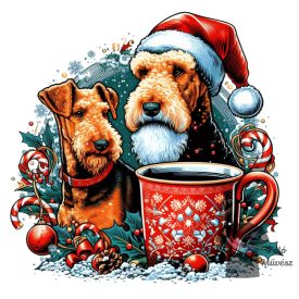   Karácsonyi Airedale Terrier póló - Airedale Terrier pulcsi - Kutyás póló - Egyedi Feliratos póló