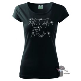   Amerikai Staffordshire Terrier strasszos póló - Amstaff póló - Kutyás póló kristályokkal - Egyedi Feliratos póló