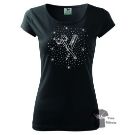   Fodrász strasszos póló - Kristályos póló - Egyedi Feliratos Póló