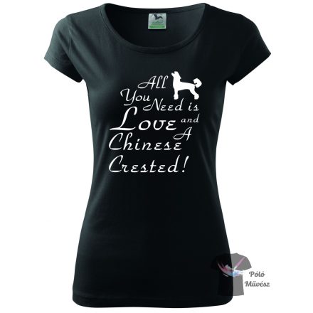 Kínai Meztelen kutya póló - Chinese Crested póló - Kutyás póló - Egyedi Feliratos póló