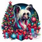 Karácsonyi Kínai Meztelen kutya póló - Chinese Crested pulcsi - Kutyás póló - Egyedi Feliratos póló