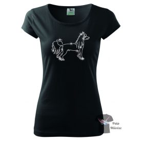   Kínai Meztelen kutya strasszos póló - Chinese Crested póló - Kutyás póló kristályokkal - Egyedi Feliratos póló