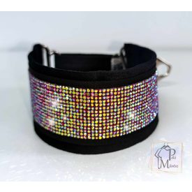   Piros Szivárvány Luxus Bársony Félfojtós Nyakörv strasszokkal - Strasszos Kutya Nyakörv