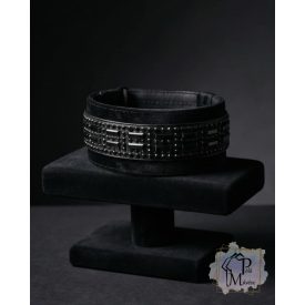   Black Pearl Luxus Bársony Félfojtós Nyakörv strasszokkal - Strasszos Kutya Nyakörv