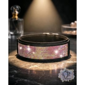   Pink Midnight Luxus Bársony Félfojtós Nyakörv strasszokkal - Strasszos Kutya Nyakörv