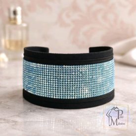   Aqua AB Luxus Bársony Félfojtós Nyakörv strasszokkal - Strasszos Kutya Nyakörv