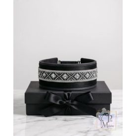   Black Matrix Luxus Bársony Félfojtós Nyakörv strasszokkal - Strasszos Kutya Nyakörv