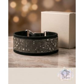   Szürke Luxus Bársony Félfojtós Nyakörv strasszokkal - Strasszos Kutya Nyakörv