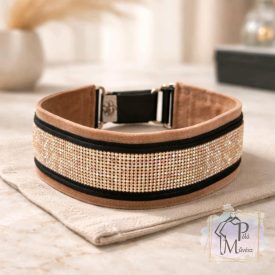   Camel Luxus Bársony Félfojtós Nyakörv strasszokkal - Strasszos Kutya Nyakörv