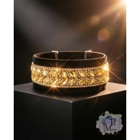   Gold Luxus Bársony Félfojtós Nyakörv strasszokkal - Strasszos Kutya Nyakörv 3cm széles