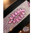 Pink Flower Luxus Bársony Félfojtós Nyakörv strasszokkal - Strasszos Kutya Nyakörv