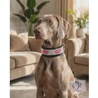 Magenta Flower Luxus Bársony Félfojtós Nyakörv strasszokkal - Strasszos Kutya Nyakörv