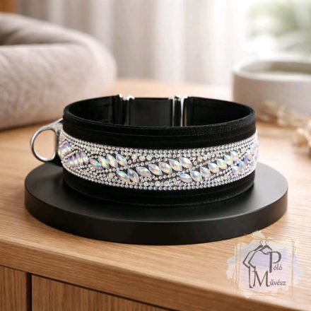 Crystal Flower Luxus Bársony Félfojtós Nyakörv strasszokkal - Strasszos Kutya Nyakörv
