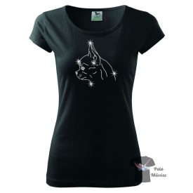   Csivava strasszos póló - Chihuahua póló - Kutyás póló kristályokkal - Egyedi Feliratos póló