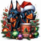 Karácsonyi Dobermann póló - Doberman póló - Kutyás póló - Egyedi Feliratos póló