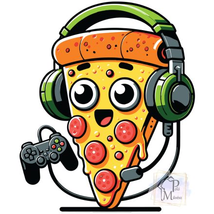 Gamer Pizza póló - Vicces póló - Egyedi Feliratos Póló