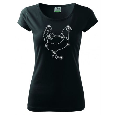 Csirke strasszos póló -  Madaras póló kristályokkal