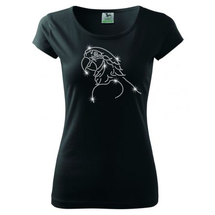 Papagáj strasszos póló - Madaras póló kristályokkal